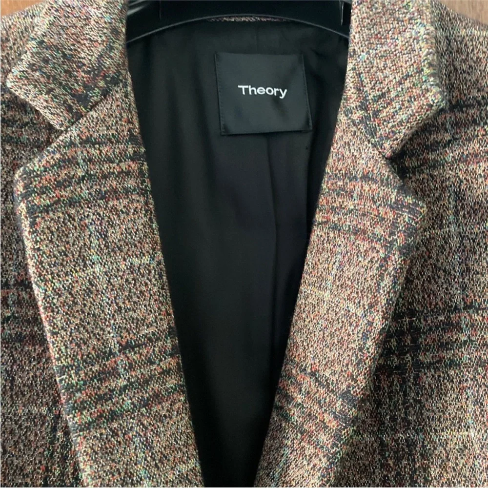 Theory Wool Plaid Essential Coat Size M - Picture 6 of 9